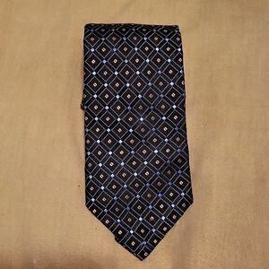 Nautical Men's 100% silk ties made in USA ,diamond shapes prints.Blaxk color